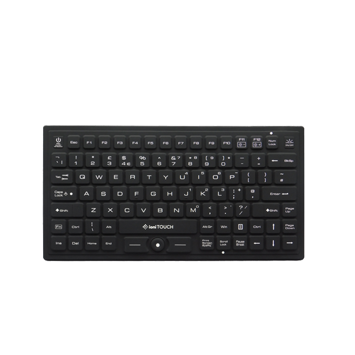 ioniTOUCH™ Quick-Clean 89 Key Rubber Antimicrobial Waterproof BACKLIT QWERTY Keyboard (Wired)