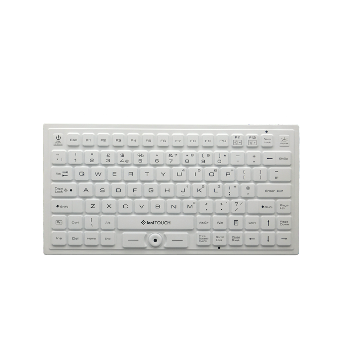 ioniTOUCH™ Quick-Clean 89 Key Rubber Antimicrobial Waterproof BACKLIT QWERTY Keyboard (Wired)