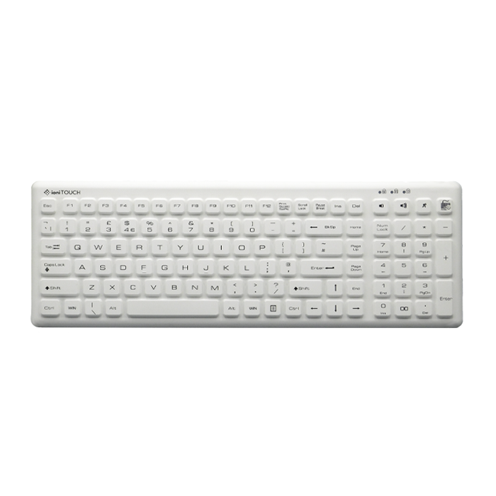 ioniTOUCH™ Quick-Clean 110 Key Rubber Antimicrobial Waterproof QWERTY Keyboard (Wired)