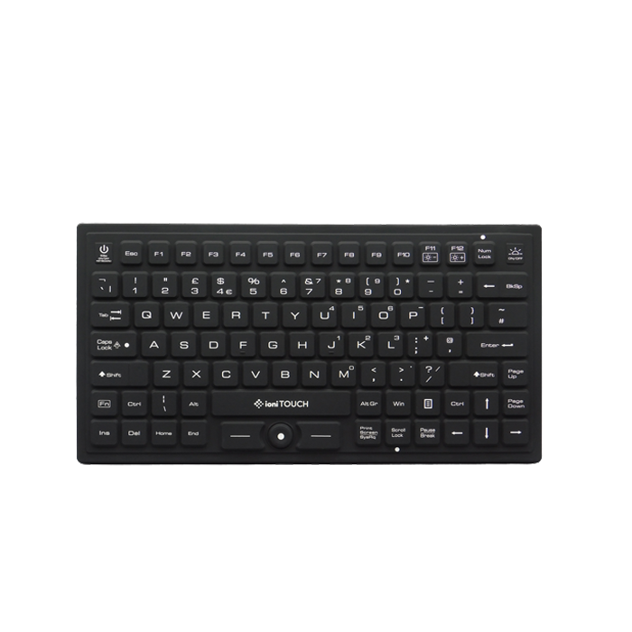 ioniTOUCH™ Quick-Clean 89 Key Rubber Antimicrobial Waterproof BACKLIT QWERTY Keyboard