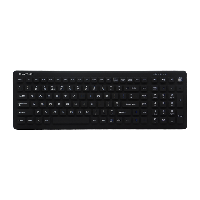 ioniTOUCH™ Quick-Clean 110 Key Rubber Antimicrobial Waterproof QWERTY Keyboard