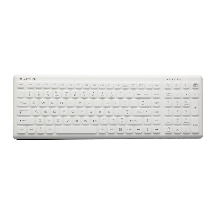 ioniTOUCH™ Quick-Clean 110 Key Rubber Antimicrobial Waterproof BACKLIT QWERTY Keyboard